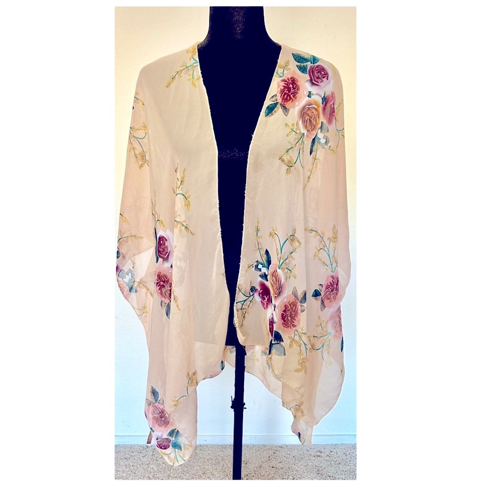 Natasha Floral Kimono Shawl - Picture 2 of 3